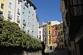 Colourful houses at Alfonso VIII street, Cuenca. Castilla-La Mancha, Spain