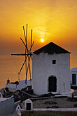 Greece, Island, Santorini, Sunset, Thera, Thira, Windmill, N45-764356, agefotostock