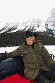 Sleigh ride on the edge of Lake Louise, Banff National Park, Alberta, Canada