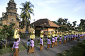 Women carrying offers in a procession to temple, Nusa Dua. Bali, Indonesia