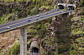 View of the main highway in Funchal from the Botanic Gardens near Monte, Nossa Senhora do Monte, Funcahl, Ilha da Madeira, Portugal