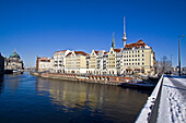 Schnee im Nicolaiviertel,  Nicolaikirche, Alex, Spree