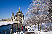 snow landscape  Berlin center , dome,  Germany