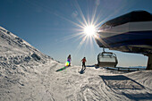 Reinswald Skiing area, ski lift, Sarn valley, South Tyrol, Italy