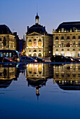 Europe, France, Bordeaux, Place de la Bourse night