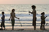 INDIA  Israeli family on  the beach at Arambol, Goa