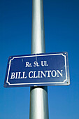 Kosovo. Prishtina. Sign for Bill Clinton Street (named for the US President)