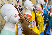 Sarasvati (Female Hindu God) idol being painted, Kolkatta (Calcutta). West Bengal, India