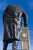 Churchill statue & Big Ben, London, UK