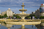 Piata Unirii Square & fountain & Palace of Parliment, Bucharest, Romania