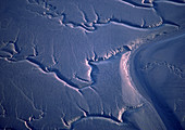 aerial photo of the minas basin mud flats in nova scotia canada