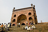 Pilgrims at the Entrance Gate to the Jami Masjid Mosque, New Dehli, India