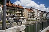 River Ljubljanica and old town of Ljubljana, capital of Slovenia, Europe.