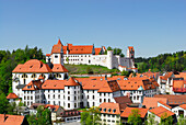 View to Old Town with St. Mang's Abbey, Fuessen, Allgaeu, Swabia, Bavaria, Germany