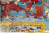 Wall paintings from Cacaxtla archaeological site. Tlaxcala, Mexico