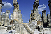 Chac-Mool (Mayan Rain God) statue at Temple of the Warriors, Chichen Itza. Yucatan, Mexico