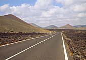 Road to Timanfaya National Park, Lanzarote island, Canary Islands, Spain