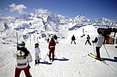 Skifahrer, Lagalb, Pontresina, Oberengadin, Graubünden, Schweiz