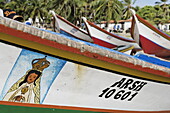 Fishing boat with Holy Mary image, Playa El Tirano, Isla de Margarita, Nueva Esparta, Venezuela