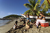 People sunbathing at Playa Zaragoza, Pedro Gonzales, Isla Margarita, Nueva Esparta, Venezuela