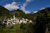 The village of Fusio in Val Lavizzara, in Maggia Valley, Valle Maggia, Ticino, Switzerland