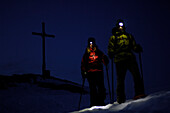 Schneeschuhtour am Hochgrat, bei Nacht, Allgäuer Alpen, Deutschland, Europa