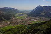 Aerial view of Garmisch-Partenkirchen, Upper Bavaria, Bavaria, Germany, Europe