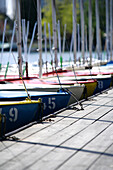 Boote im Hafen, Alte Donau, Wien, Österreich