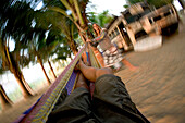View from the hammock, pushed by a woman, Ticla, Michoacan, Mexico