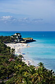 View along sandy beach to Villa Dupont, Varadero, Matanzas, Cuba, West Indies