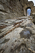 Roman consular road and arch,  dug into live rock. Donnas,  Aosta Valley,  Italy