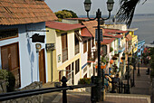 Ecuador. Guayaquil city. Santa Ana Hill. Las Peñas neighborhood. Traditional houses. Staircase Diego Noboa and Arteta.