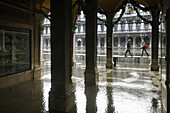 Acqua alta (high water) in Piazza San Marco,  Venice. Veneto,  Italy