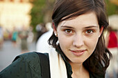 20 year old woman at Charles Bridge, Prague, Czech Republic