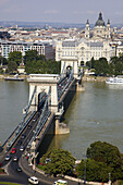 Szechenyi Chain Bridge over Danube river, Budapest, Hungary
