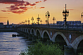 France. Gironde. Bordeaux. Sunrise on Pont de Pierre.
