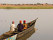 Pirogue in the river Bani, affluent of the Niger, Djenné. Mopti region, Niger Inland Delta, Mali