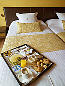 Breakfast,  room in Vall de Bas hotel. Girona province,  Catalonia,  Spain