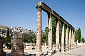 Colonnade roman forum ruins downtown. Amman. Jordan.