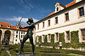 Bronze archer statue wallenstein palace ornamental garden mala strana. Prague. Czech Republic.