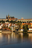 Cathedral castle skyline mala strana river vlatva. Prague. Czech Republic.