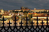 Cathedral castle mala strana skyline. Vltava river. Prague. Czech Republic.