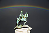 Equestrian statue of Dom Jose, the Portuguese King at the time of the 1755 earthquake, in Praça do Comercio, Lisbon, Portugal
