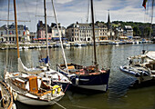 Sailing boats in harbour  Honfleur, Calvados Department, Basse-Normandie Region, France, Europe