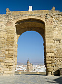 View through the Arch of the Giants, Antequera, Andalucia, Spain