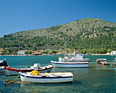 View of moored boats, Possidonio, Samos Island, Greek Islands