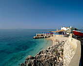 View of beach and bay, Nisaki Bay, Corfu, Greek Islands
