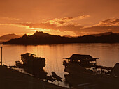 Sunset Scene on River Mekong, Luang Prabang, Laos