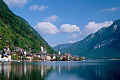 View of Town & Lake, Hallstatt, Salzkammergut, Austria