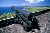 Cannon & Landscape, Brimstone Hill Fort, St. Kitts, Caribbean